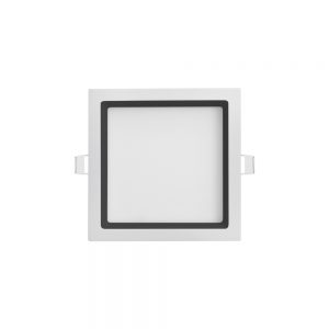 Luminária Quadrada Recuada de Embutir 225×225 20W Branca com Recuo Preto Alto IRC