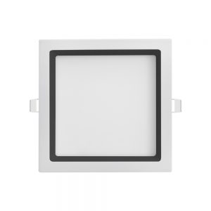 Luminária Quadrada Recuada de Embutir 400X400 36W Branca com Recuo Preto